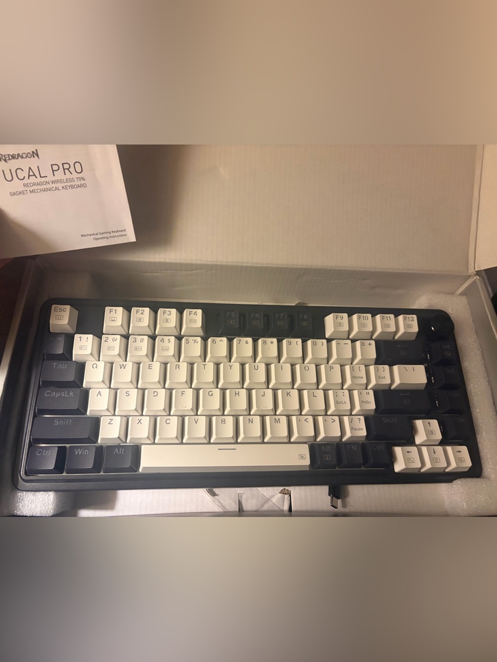 Red dragon White and Black gaming Keyboard — Two-Tone Keycaps